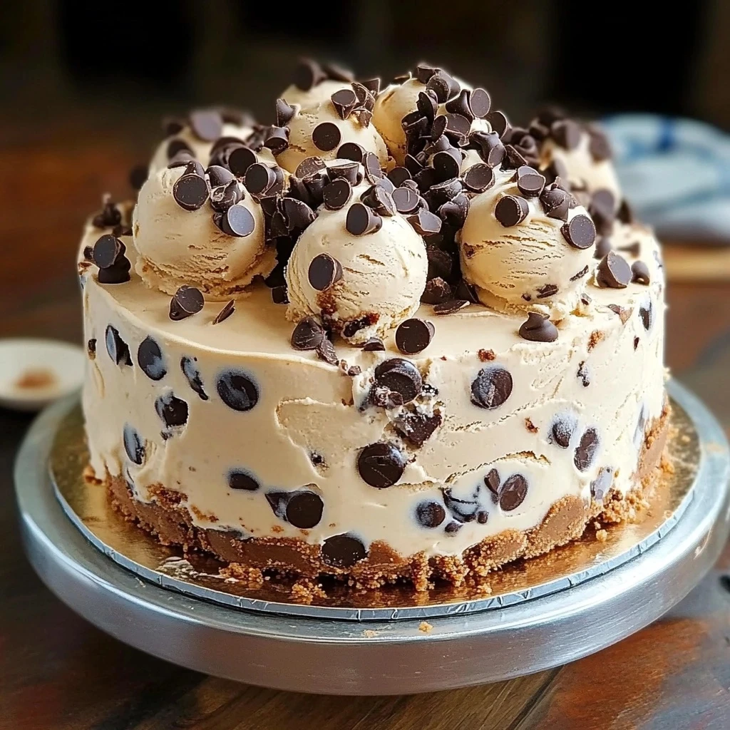 CHOCOLATE CHIP COOKIE DOUGH ICE CREAM CAKE